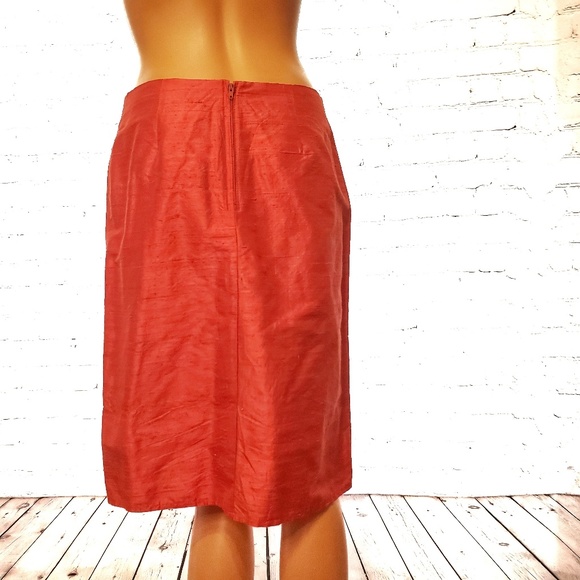 Gilbert Gilmor New York Shiny Orange Linen Skirt - Picture 4 of 7